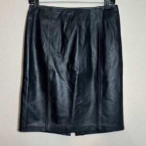 Apt. 9 Lambskin Leather Black Pencil Skirt Misses Women size 8 NEW